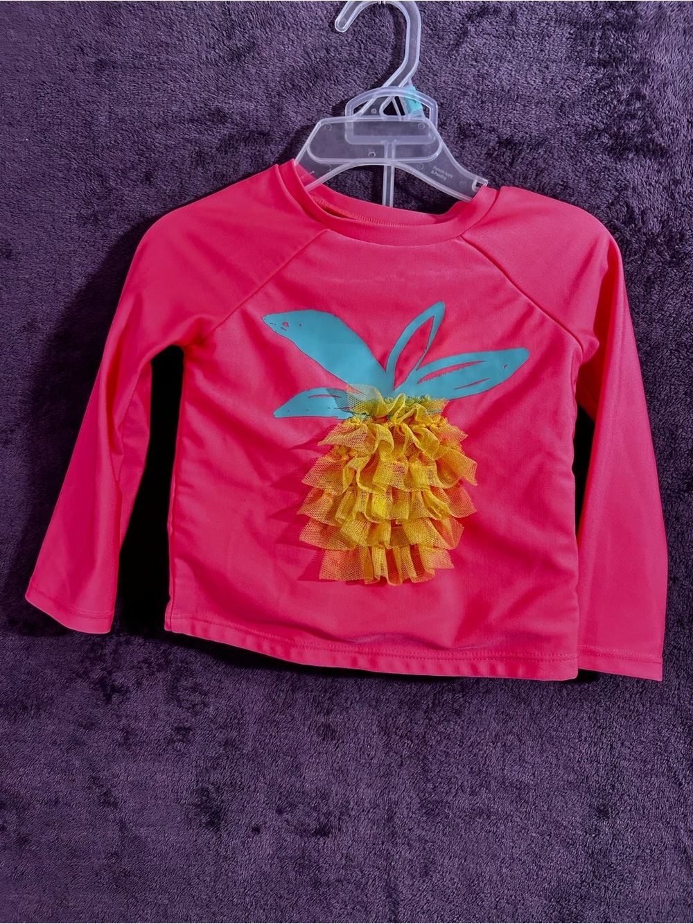 Cat & Jack Hot Pink Pineapple Ruffle Rashguard